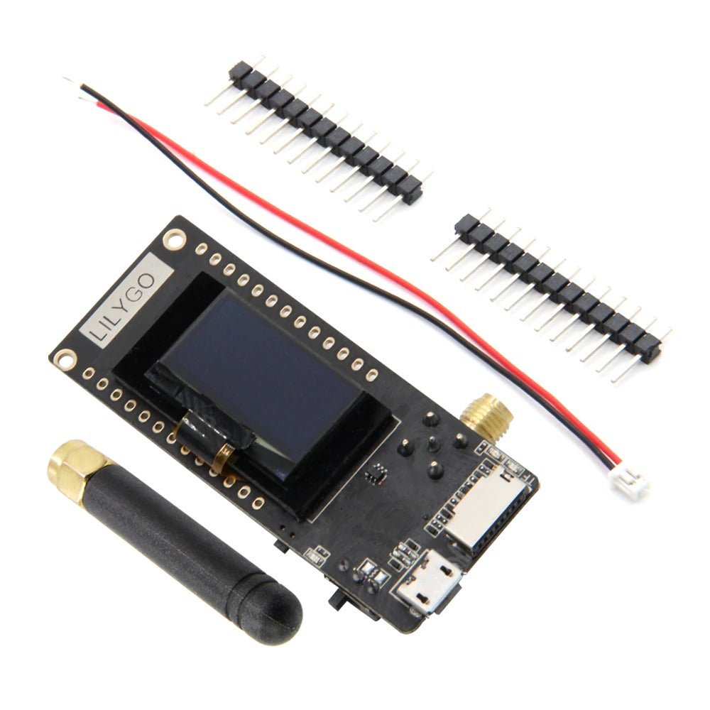 Image of 1x LILYGO TTGO LoRa32 V2.1.6 Modul 1x JST 2pin 1.25mm kabel 1x Antenne 2x Pins