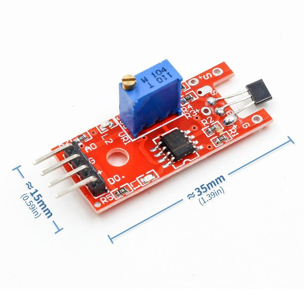 Image of Magnetisme sensor (Hall effekt) med komparator med Dimensioner