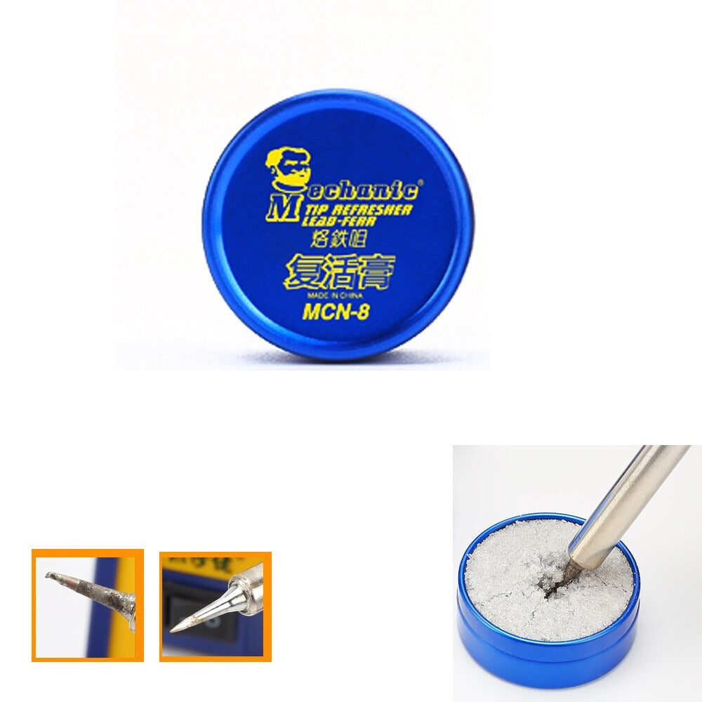 Image of Før og efter rengøring af spidsen i Loddekolbe spids renser/Tip Activator