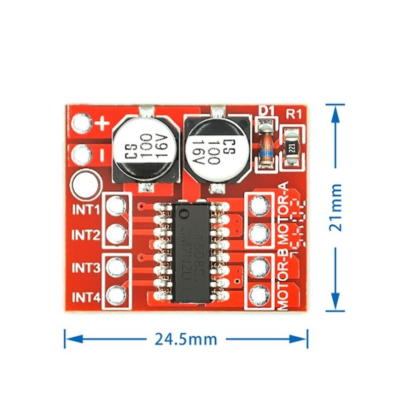 Image of Dimensioner af MX1508 DC Motor Driver/H-Bro til 2 motorer
