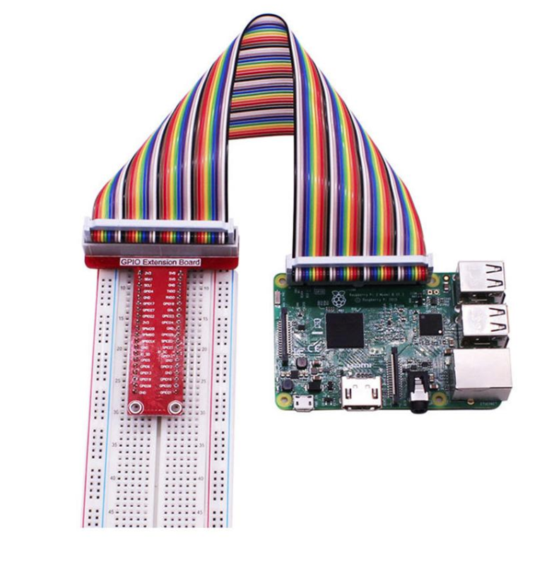 Image of Et billede af en Raspberry Pi med et Breadboard Adapter