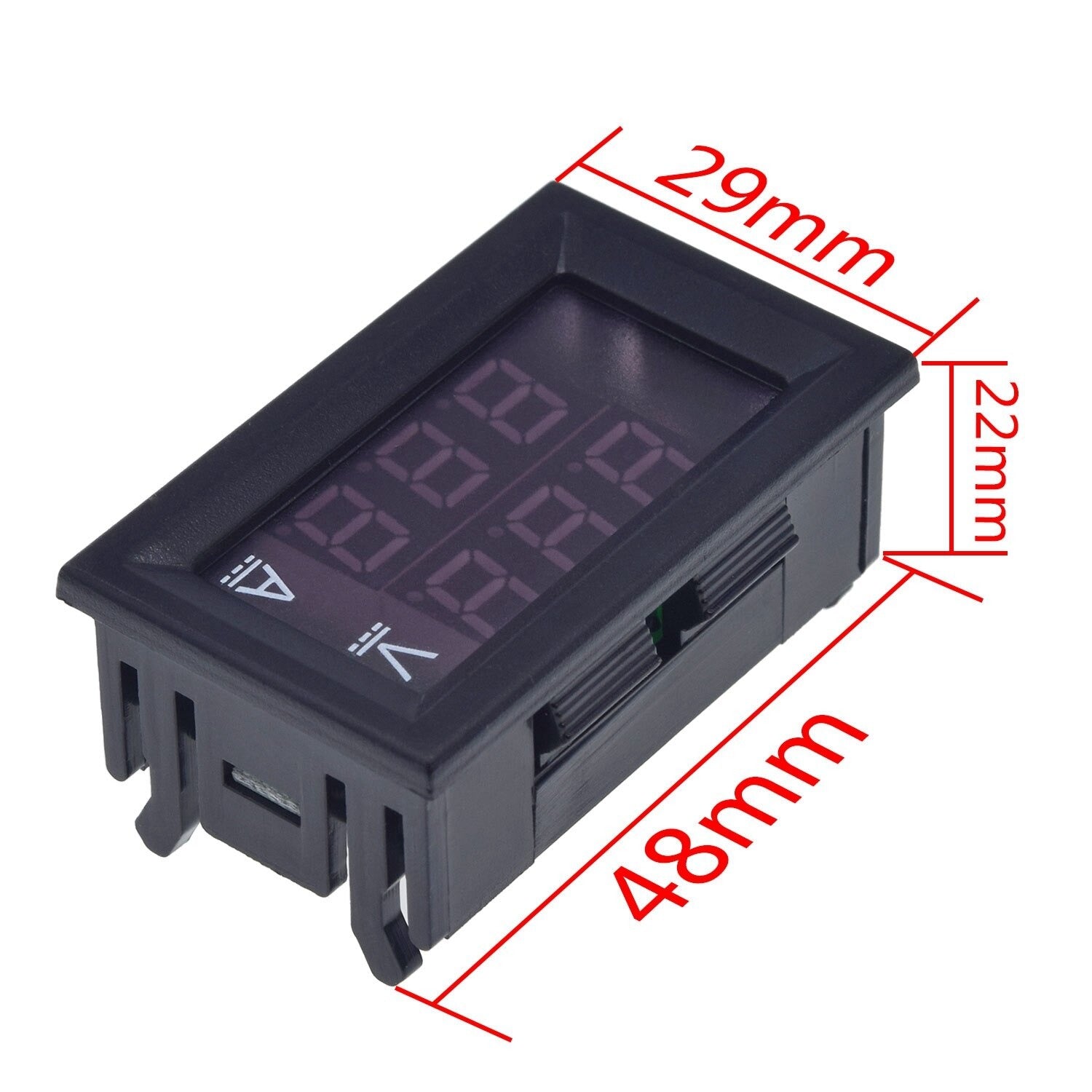 Dimensioner af en Voltmeter og Amperemeter 100V 10A